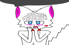 a drawing of a cat with blue eyes and a red bow tie