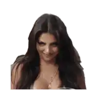 a woman wearing a necklace that says ' kim kardashian ' on it is smiling