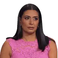 a woman is wearing a pink lace dress and making a funny face