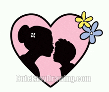 a drawing of a mother and son kissing in a heart