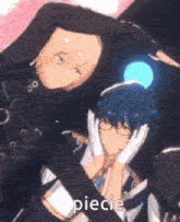 a couple of anime characters are standing next to each other and the word piecie is on the bottom of the picture .