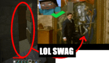 a picture of a man in a suit is next to a lol swag meme
