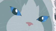 a drawing of a white cat with blue eyes