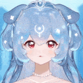 a girl with a crescent moon on her head
