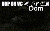 a black and white photo of a woman 's face with the words hop on vc written on it