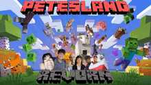 a group of people are standing in front of a minecraft scene