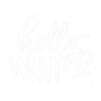 the words hello winter are written in white on a white background