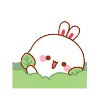 a cartoon of a bunny rabbit holding leaves in its hands
