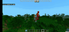 a screenshot of a minecraft game shows a red dragon on a horse