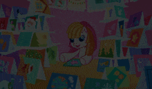 a cartoon drawing of a person holding a book with a star on it