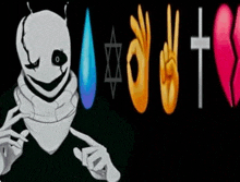 a drawing of a skeleton surrounded by various emojis .