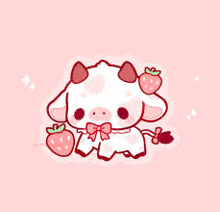 Strawberry Cow Cute Cow GIF - Strawberry Cow Cute Cow Pink Cow GIFs
