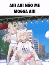 a picture of two anime girls with the words aii aii nao me mogga aii