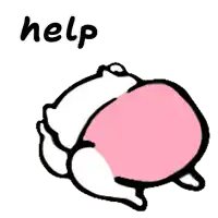 a cartoon drawing of a hamster with the word help above it