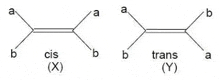 a chemical structure of a cis and trans compound on a white background .