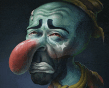 a painting of a clown with tears running down his eyes
