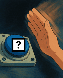 a blue button with a question mark on it