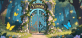 a cartoon illustration of a garden with a sign that says vilando