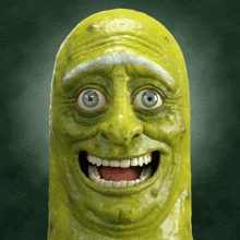 a pickle 's face with a big smile on it 's face