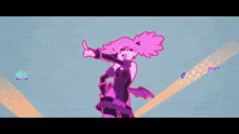 a cartoon of a girl with purple hair and the words art director yukhiro watanabe on the bottom