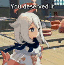 a cartoon character with the words you deserved it on the bottom