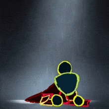 a drawing of a person with a cape and a shield