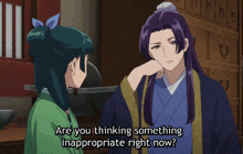 a man and a girl are talking and the man is asking the girl are you thinking something inappropriate right now