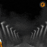 a cartoon of a man standing in front of a row of lights