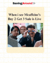 a saving around ad with a picture of a man on it