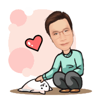 a cartoon of a man petting a seal with a heart above it