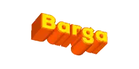 a 3d rendering of the word barga in orange letters