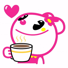 rabbit positive cup of tea heart enjoy