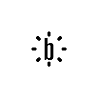 a black and white icon of a light with a letter b in the center .