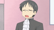 a cartoon character with glasses and a white scarf