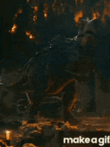 a gif of a dinosaur with the words make a gif written below it