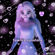 a picture of elsa from frozen 2 with a heart that says " my love "