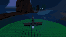 a computer generated image of a plane flying over the ocean