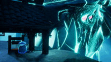 a painting of a dragon with a glowing eye