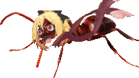 a red ant with a girl 's head on it