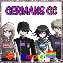 a group of anime characters standing next to each other with the words " germans gc pride " written above them