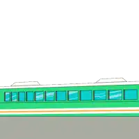a cartoon drawing of a green bus with the number 3 on the top