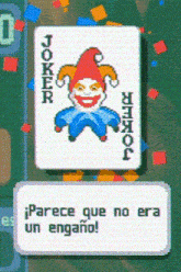 a joker card is displayed in a game with a message in spanish