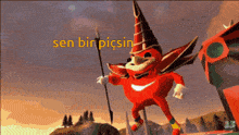 a picture of a cartoon character with the words sen bin picsin written on it