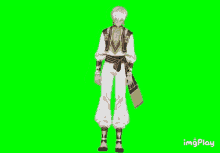 a 3d model of a man standing on a green screen