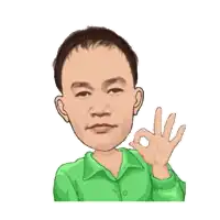 a cartoon man in a green shirt giving an ok sign