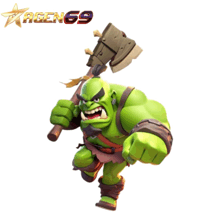 a green cartoon character is holding a large axe and says agen69 on the bottom right