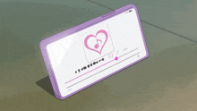 a purple cell phone with a heart and a music note on it