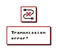 a sign that says transmission error next to an icon