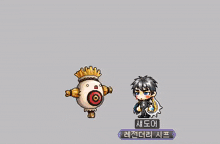 a pixel art drawing of a cartoon character with chinese writing on it