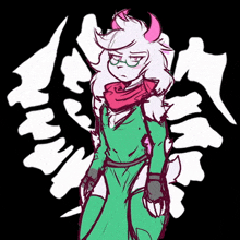 a drawing of a sheep wearing glasses and a scarf